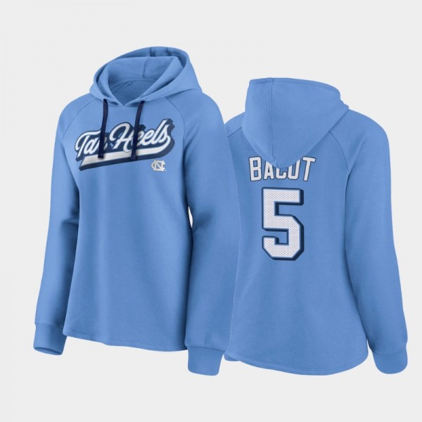 Women's UNC Tar Heels College Basketball #5 Armando Bacot Raglan Pullover Blue Hoodie