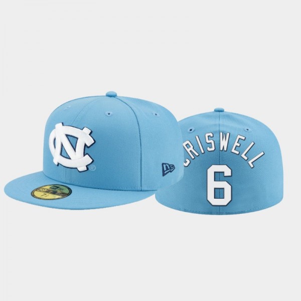 New Era North Carolina Tar Heels Jacolby Criswell #6 Logo Basic Blue 59FIFTY Fitted Hat