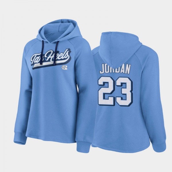 Women's UNC Tar Heels College Basketball #23 Michael Jordan Raglan Pullover Blue Hoodie