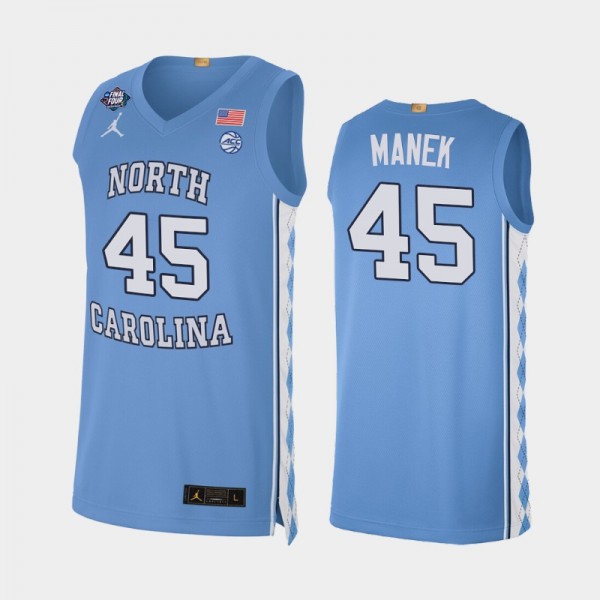 North Carolina Tar Heels college Basketball #45 Brady Manek Blue Alumni Limited 2022 March Madness Final Four Jersey