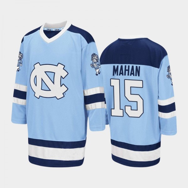 North Carolina Tar Heels College Hockey #15 David Mahan Blue Embroidery Stitched Hockey Jersey