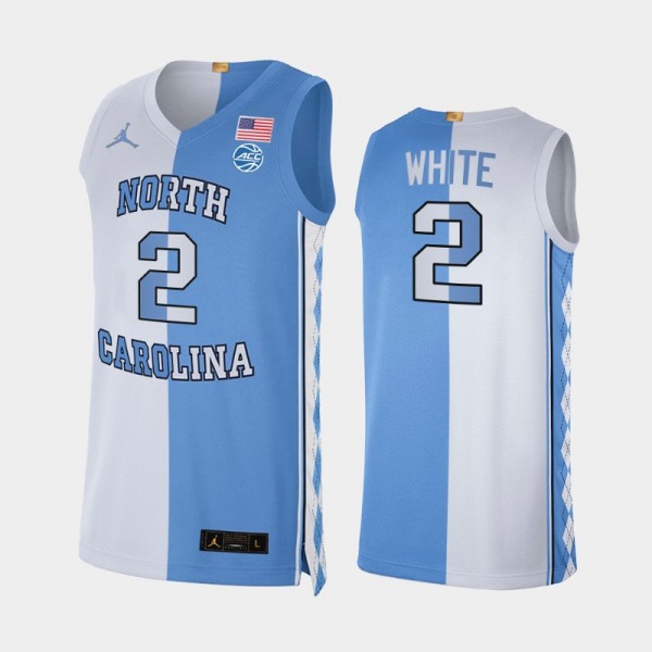North Carolina Tar Heels College Basketball 2021 #2 Coby White Split Edition Blue White Jersey