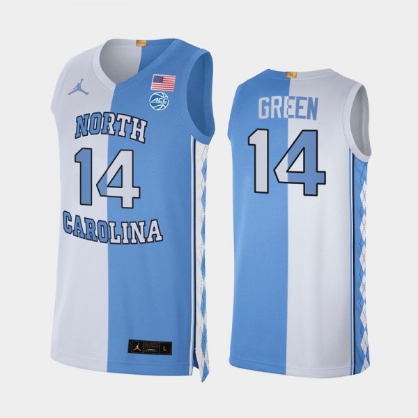 North Carolina Tar Heels College Basketball 2021 #14 Danny Green Split Edition Blue White Jersey