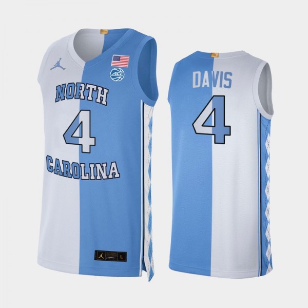 North Carolina Tar Heels North Carolina Tar Heels 2021 #4 RJ Davis Split Edition Blue White Jersey