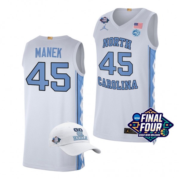 Brady Manek 2022 March Madness Final Four North Carolina Tar Heels #45 White Basketball Jersey