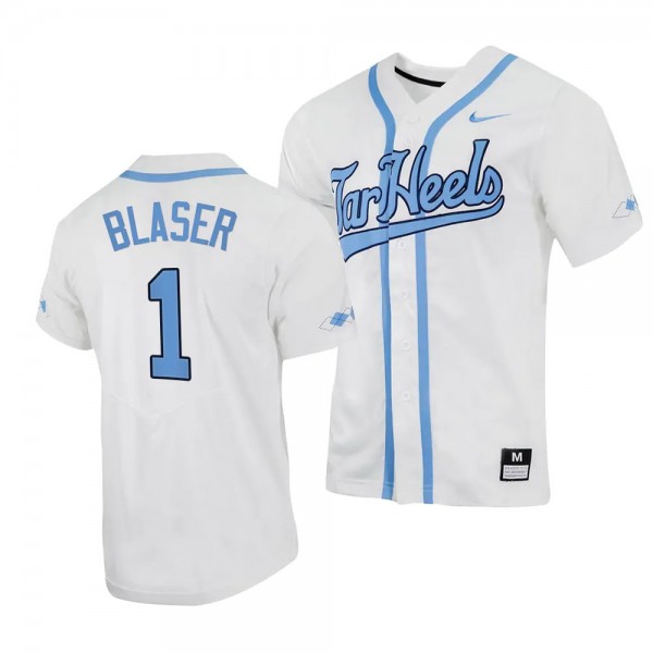 North Carolina Tar Heels Bryce Blaser 2023 Replica Baseball White #1 Jersey Full-Button