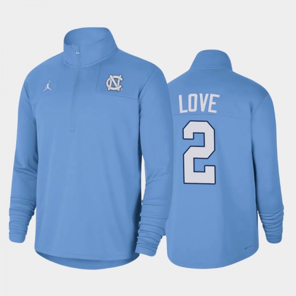 College Basketball North Carolina Tar Heels Caleb Love #2 Half-zip Blue Jacket