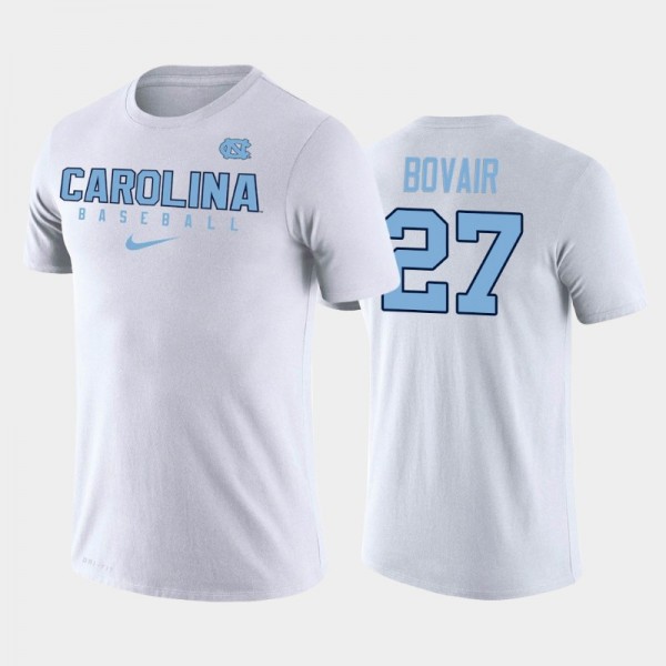 College Baseball UNC Tar Heels Connor Bovair #27 Performance Legend White T-shirt