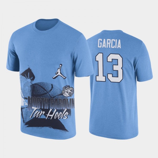 College Basketball UNC Tar Heels Dawson Garcia #13 90s Hoop Max Blue T-Shirt