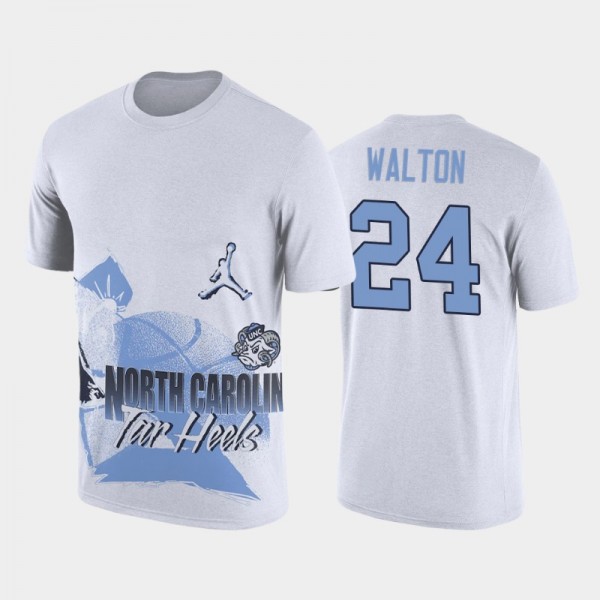 College Basketball UNC Tar Heels Kerwin Walton #24 90s Hoop Max White T-Shirt