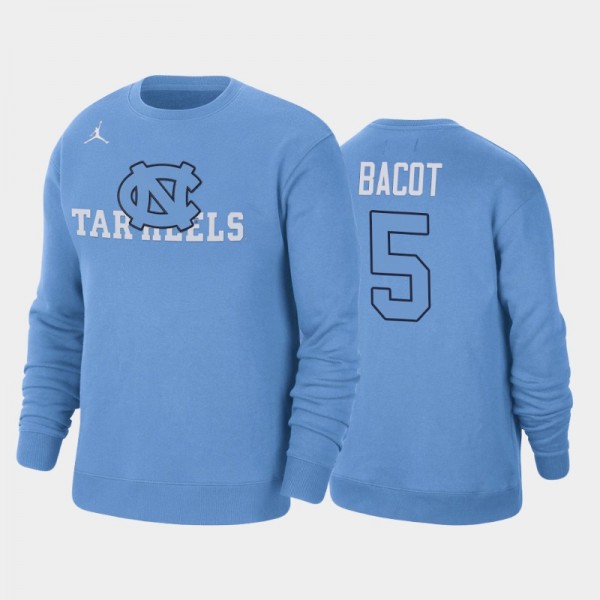 UNC Tar Heels College Basketball #5 Armando Bacot Fleece Pullover Blue Sweatshirt