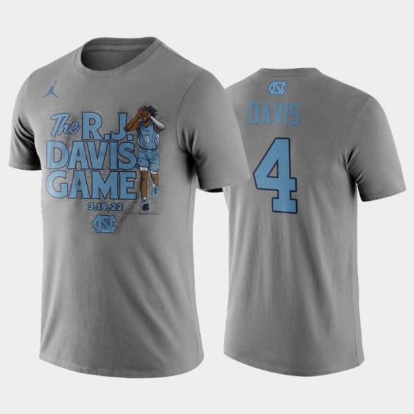 UNC Tar Heels RJ Davis Game gray T-Shirt