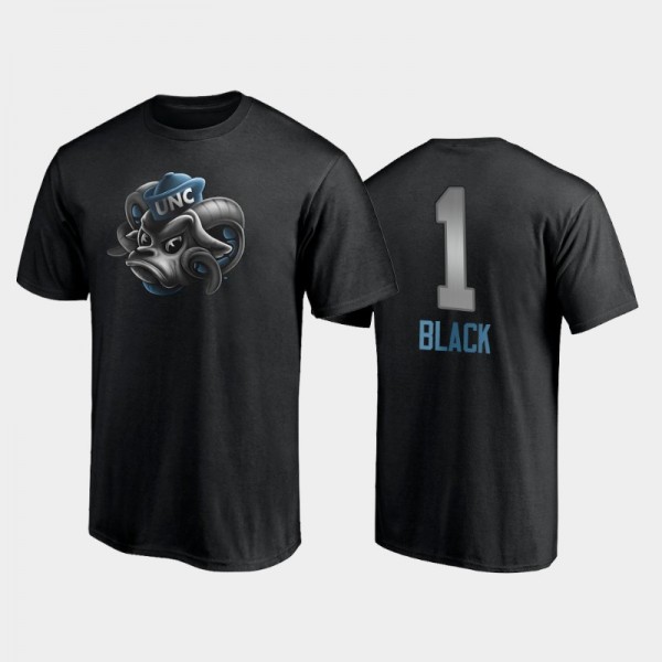 College Basketball UNC Tar Heels Leaky Black #1 Mignight Mascot Black T-Shirt