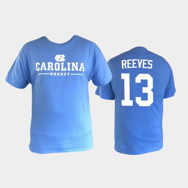 College Hockey UNC Tar Heels Ian Reeves #13 Performance Blue T-shirt