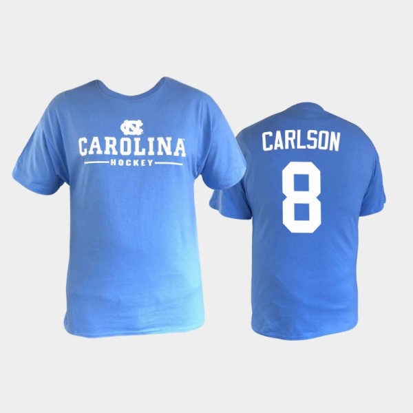 College Hockey UNC Tar Heels Josh Carlson #8 Performance Blue T-shirt
