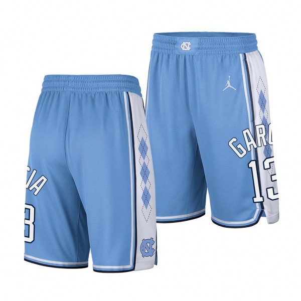 North Carolina Tar Heels Dawson Garcia #13 College Basketball Blue Shorts