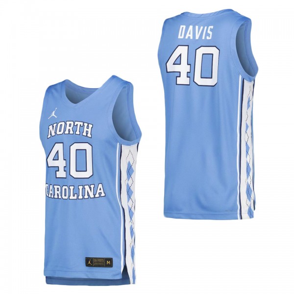 Hubert Davis #40 North Carolina Tar Heels Jordan Brand Replica Basketball Player Jersey Carolina Blue