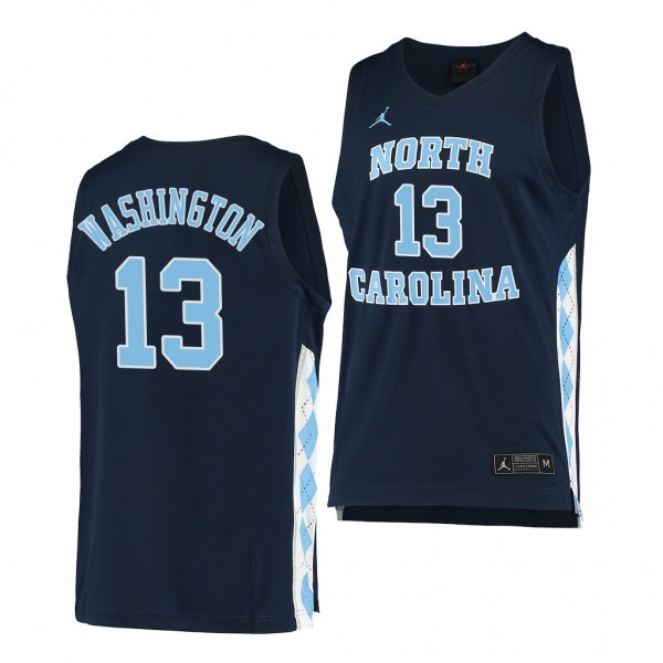 Jalen Washington #13 North Carolina Tar Heels College Basketball Jersey 2022 Navy