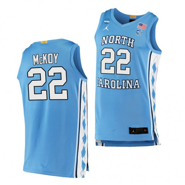 North Carolina Tar Heels Justin McKoy 2022 NCAA March Madness uniform Blue #22 Sweet 16 Jersey