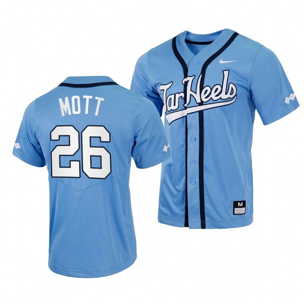 North Carolina Tar Heels Kyle Mott 2022 College Baseball Blue #26 Jersey