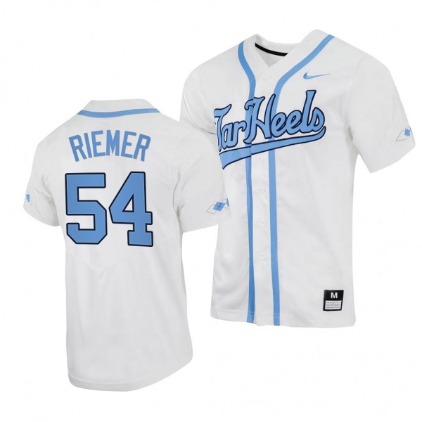 Max Riemer North Carolina Tar Heels #54 White College Baseball Replica Jersey