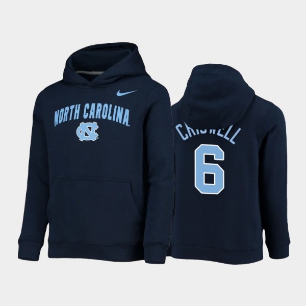 Youth UNC Tar Heels College Football #6 Jacolby Criswell Club Fleece Pullover Navy Hoodie