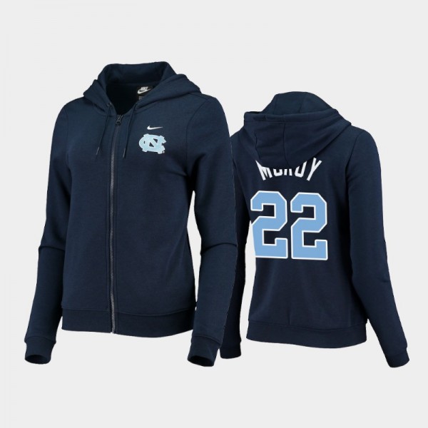 Women's UNC Tar Heels College Basketball #22 Justin McKoy Full-Zip Varsity Fleece Navy Hoodie