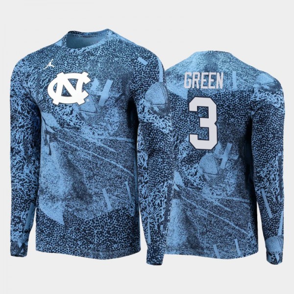 North Carolina Tar Heels College Football Antoine Green #3 Blue Performance Long Sleeve T-Shirt