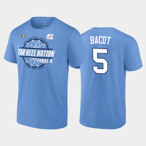 UNC Tar Heels College Basketball #5 Armando Bacot Blue 2022 March Madness Final Four Baseline T-Shirt