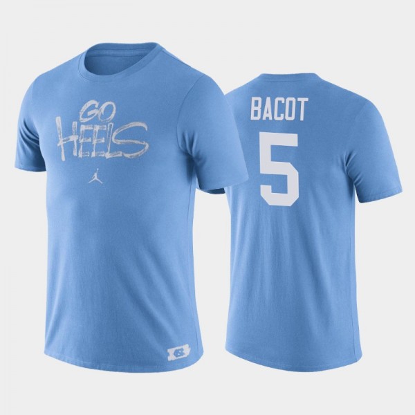 North Carolina Tar Heels College Basketball Armando Bacot #5 Blue Brush Phrase T-Shirt