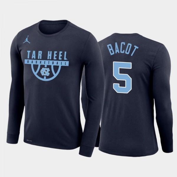 North Carolina Tar Heels College Basketball Armando Bacot #5 Navy Performance Long Sleeve T-Shirt