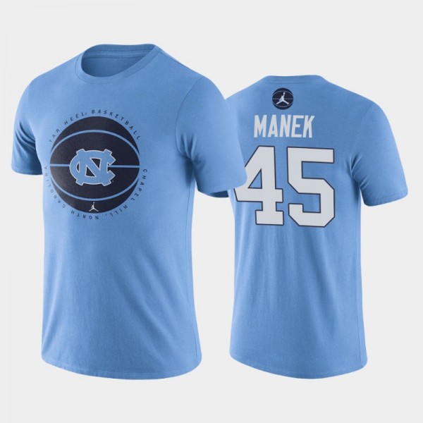 North Carolina Tar Heels College Basketball Brady Manek #45 Blue Basketball Icon T-Shirt