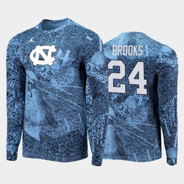 North Carolina Tar Heels College Football British Brooks #24 Blue Performance Long Sleeve T-Shirt