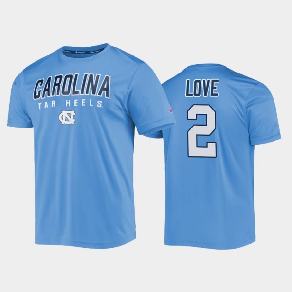 Men's North Carolina Tar Heels College Basketball Caleb Love #2 Blue Stack T-Shirt