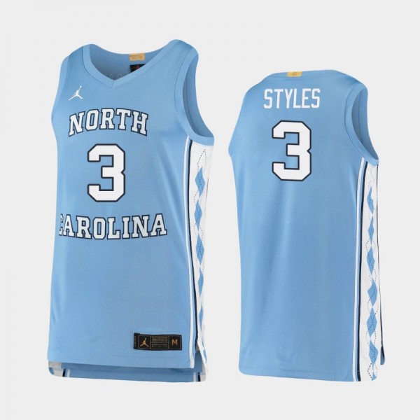 North Carolina Tar Heels Men's Basketball Dontrez Styles #3 Carolina Blue Alumni Limited Jersey