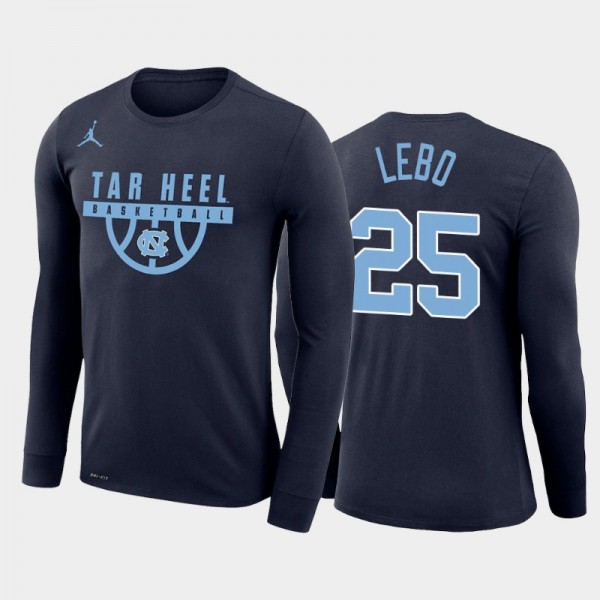 North Carolina Tar Heels College Basketball Creighton Lebo #25 Navy Performance Long Sleeve T-Shirt