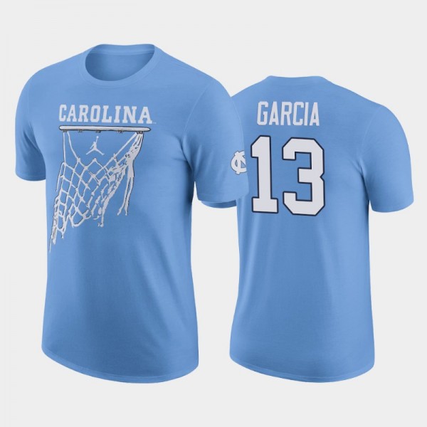 North Carolina Tar Heels College Basketball Dawson Garcia #13 Blue Icon T-Shirt
