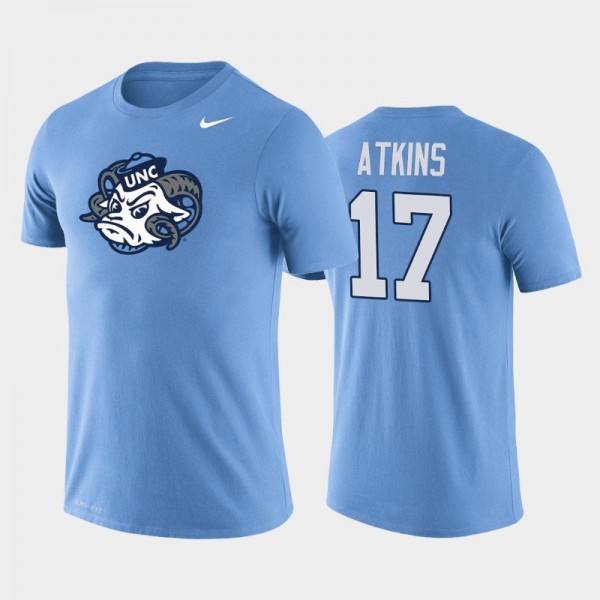 North Carolina Tar Heels College Football #17 Grayson Atkins Blue Legend T-Shirt