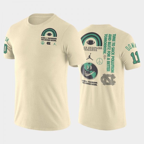 North Carolina Tar Heels College Football Josh Downs #11 Cream Sustainable T-Shirt