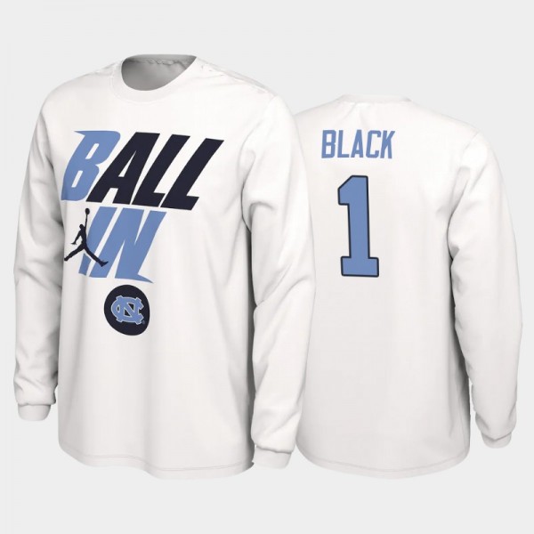 North Carolina Tar Heels College Basketball Leaky Black #1 White Ball In Bench Long Sleeve T-Shirt