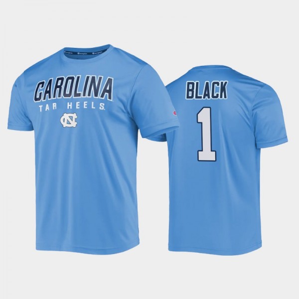 Men's North Carolina Tar Heels College Basketball Leaky Black #1 Blue Stack T-Shirt