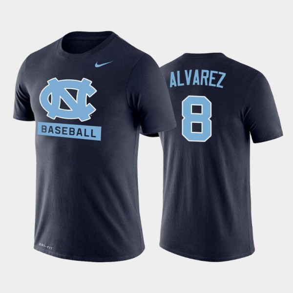 North Carolina Tar Heels College Baseball #8 Patrick Alvarez Navy Legend T-shirt