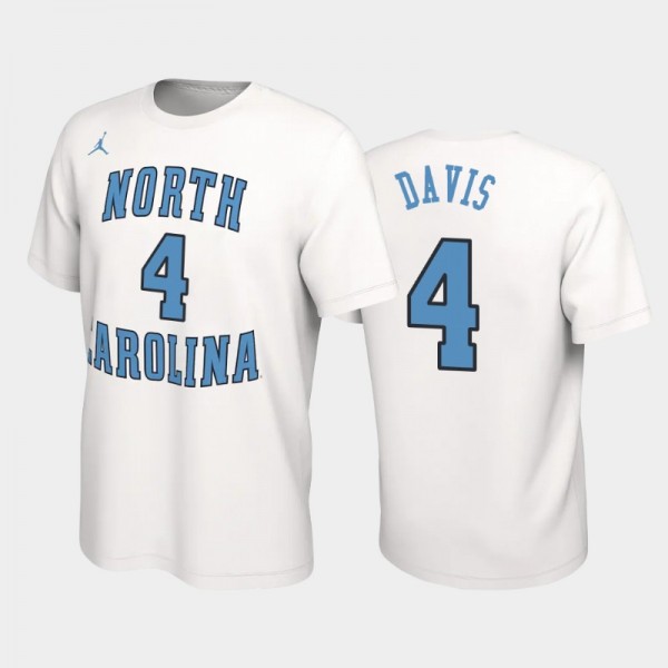 North Carolina Tar Heels College Basketball RJ Davis #4 White Retro Alumni T-Shirt