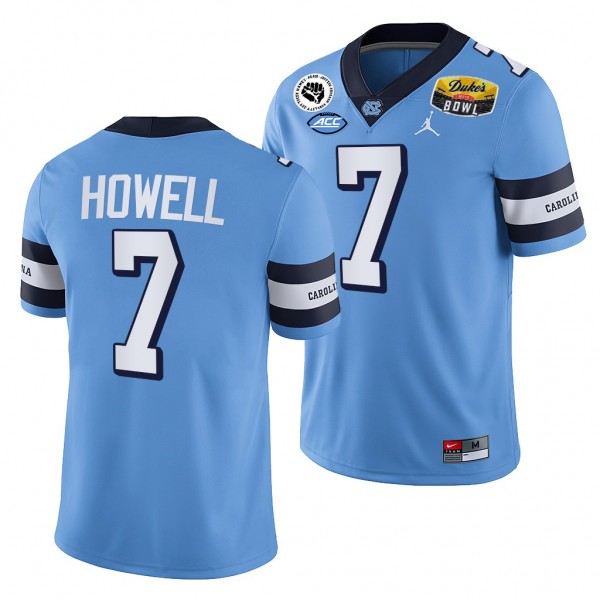 North Carolina Tar Heels Sam Howell 2021 Duke's Mayo Bowl Jersey #7 Blue CFP Uniform