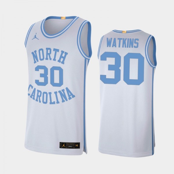 North Carolina Tar Heels Men's Basketball Jackson Watkins #30 White Retro Limited Jersey