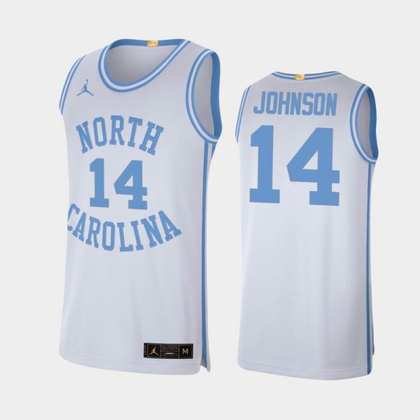 North Carolina Tar Heels Men's Basketball Puff Johnson #14 White Retro Limited Jersey