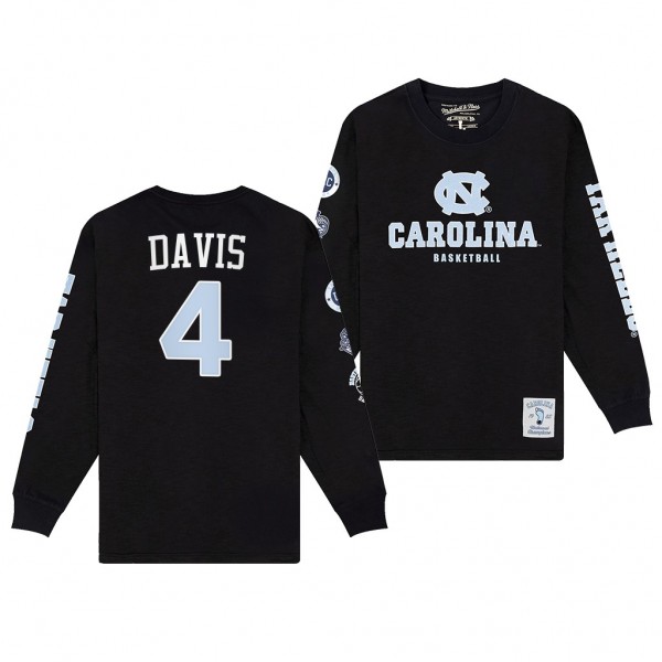 North Carolina Tar Heels R.J. Davis NCAA Basketball #4 Black Fadad T-Shirt
