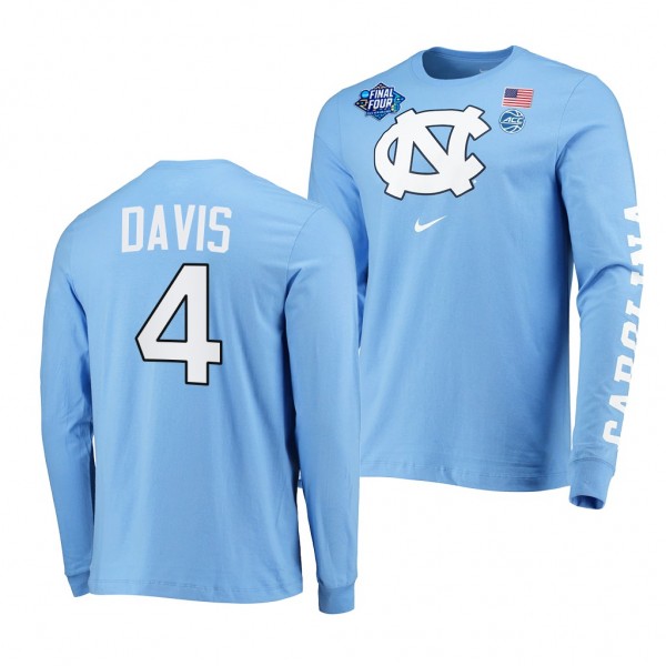 R.J. Davis North Carolina Tar Heels 2022 March Madness Final Four Long Sleeve T-Shirt Blue #4