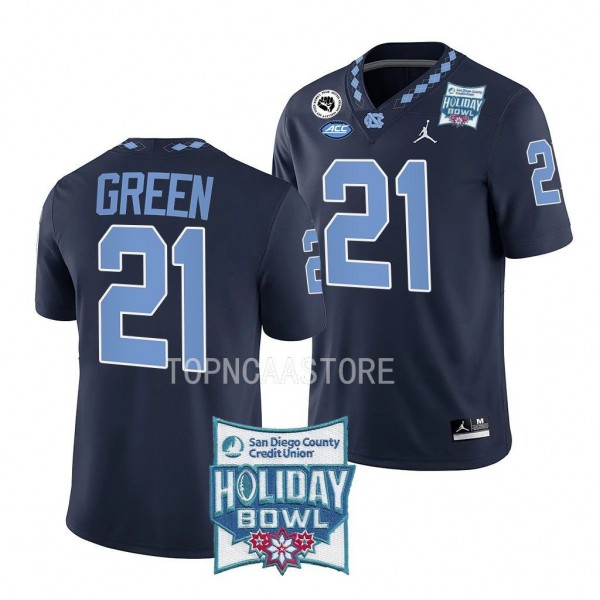 Elijah Green UNC Tar Heels 2022 Holiday Bowl Navy ...