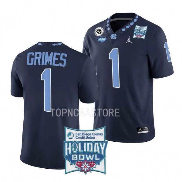 Tony Grimes UNC Tar Heels 2022 Holiday Bowl Navy A...